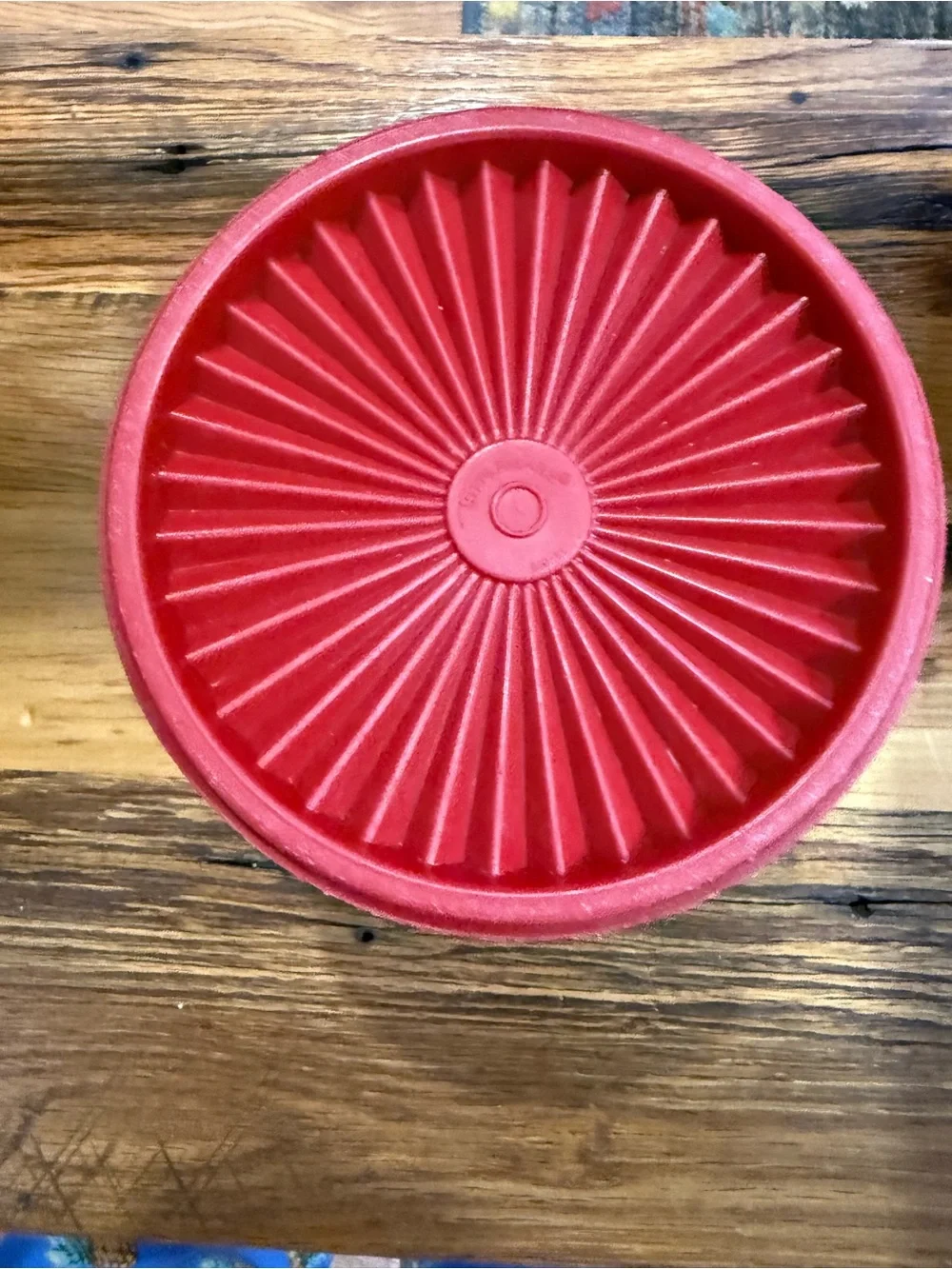 Tupperware Red Decorative Storage Cup with Embossed Motif